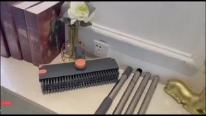 {READY STOCK}Floor Scrub Brush Squeegee Broom For Cleaning 3 In 1 Shower Scrubber Floor Broom Squeegee For Concrete Tile Wall Deck Patio Grey