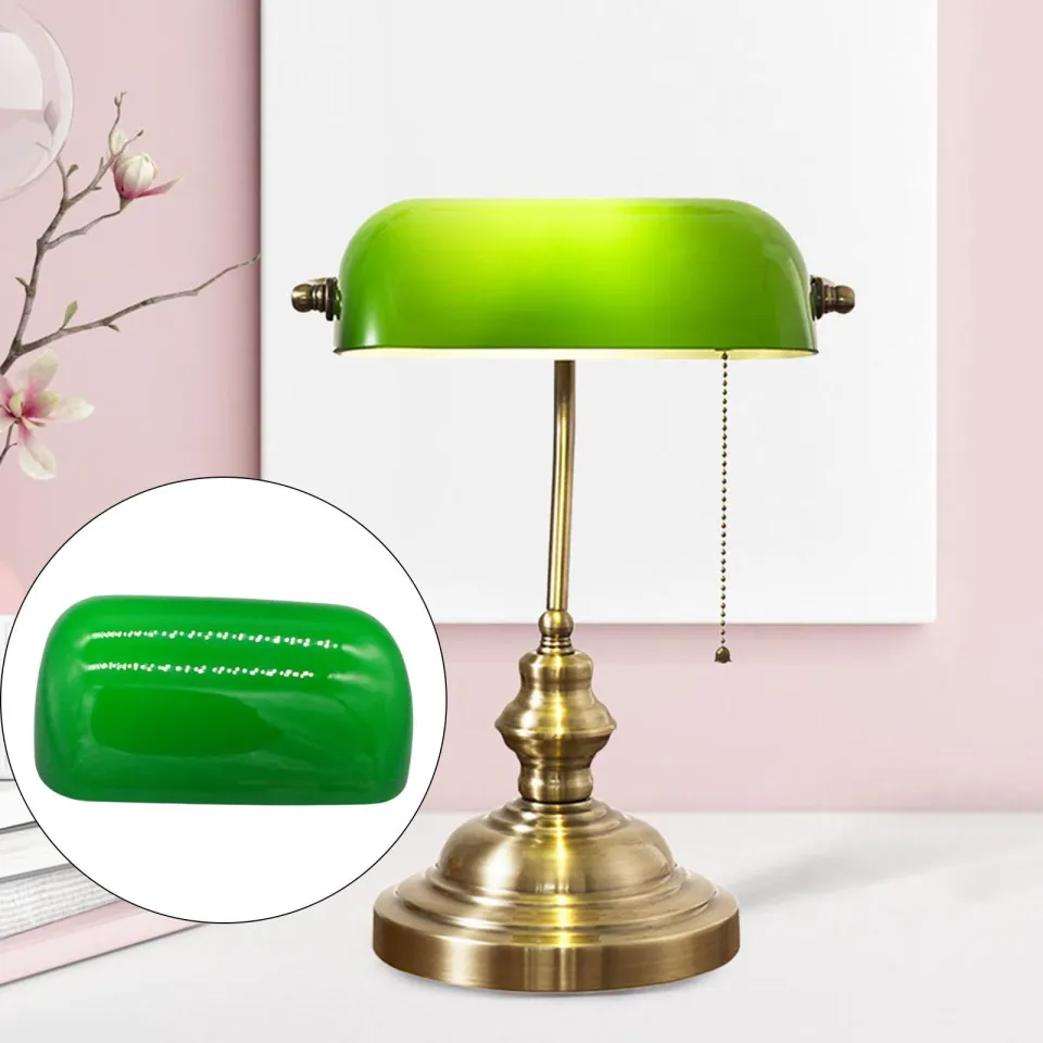 Loviver Traditional Green Glass Bankers Lamp Shade Replacement Cover,  Reading Lamp Desk Light Shade for Antique Lamp, Library, Home Office Living  Room