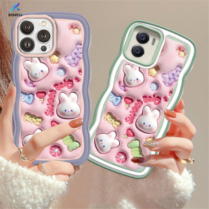 (Lokal Ready) Xinyu Casing hp iPhone 11 iPhone 14 Pro Max iPhone13 Pro Max 11 Pro iPhone 12 XR XS MAX iPhone 6 6S 7 8 Plus SE 2020 Pola kartun 3D bayi kelinci manis kesing warna-warni lembut bening pinggiran gelombang Case