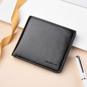 Deabolar Dompet Uang Lipat Tebal Y208 Bahan Sintetis Kilat Lilin Dengan Zipper Tempat Koin Pria Wanita