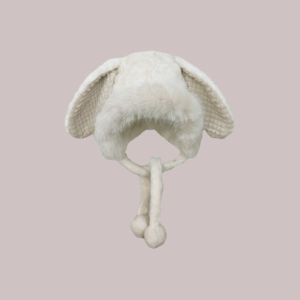 K11SEQ Warm Winter Hat Lacing Woolen Bear Ears Hat Ear Protection Bucket Hat Women