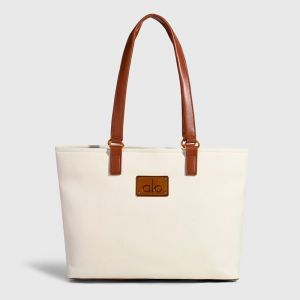 Original ALO Yoga PU Tag Canvas Tote Bag Women Work Large Shoulder Bag