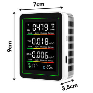 MeeGoo 5 in 1 Digital Air Quality Monitor Portable HCHO/CO2/TVOC/Humidity Real-Time APP Monitoring Tuya Cloud Linked