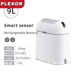 Plexor 9L Motion Sensor Bathroom Trash Can with Butterfly lid Automatic Intelligent Waste Basket Garbage Bin for Bedroom Kitchen and Office use Slim Waterproof Trash Bin for narrom spaces