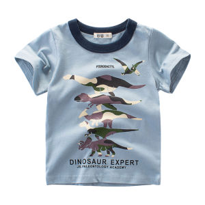 Kids High Quality Cotton Tshirt Dinosaur Print Design Short-Sleeved Cartoon Tshirt for Kids Boys 1-10 Years Old