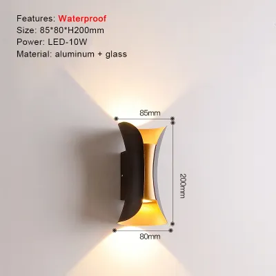 Đèn LED Ốp tường Nhôm không thấm nước IP65 Đèn sân vườn ngoài trời 8W 12W Đèn tường nội thất cho phòng ngủ phòng khách cầu thang chiếu sáng