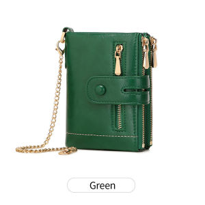 BANYANU ขนาดเล็กของผู้หญิงสองซิปกระเป๋าสตางค์กันขโมยเดินทางหนังสีแดงสีเขียวกระเป๋าเงินสำหรับผู้หญิง2025ของขวัญสำหรับแม่