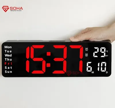 JD-6629 Jam Digital LED Besar Tampilan Jelas Dinding Dilengkapi Dengan Kalender Alarm Timer Dan Suhu