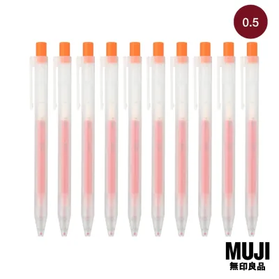 มูจิ ปากกาลูกลื่นหมึกเจลแบบกด 10 ด้าม หัว 0.5 สีส้ม - MUJI Gel Ink Pen Knock Type Set 10 / 0.5 Orange