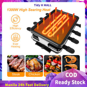 1300W Electric Grill Household Smokeless Multi-functional Barbecue Grill Removable Non-Stick Surface Temperature Control