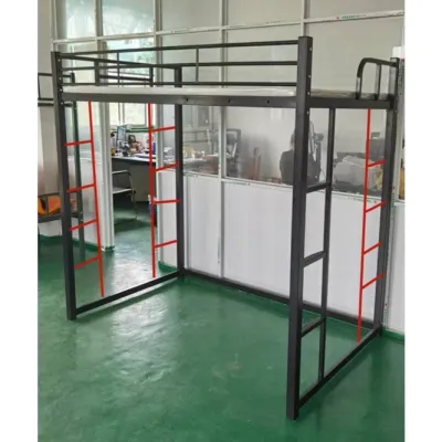 Single Queen Metal Loft Bed Elevated Bunk Bed Iron Bed Cheap Loft Bed Katil Murah Ekonomi Besi Queen Single Size