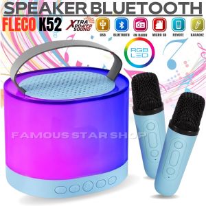FLECO K52 Speaker bluetooth KARAOKE 2Mic 1 set karaoke speaker ktv Cute Wireless Lucu Portabel Luar Ruangan Speaker Nirkabel mic Bass Super kuat Nirkabel