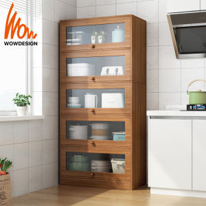 Kitchen Cabinet Storage Rack Kabinet dapur Floor Multi-Layer Storage Cabinet Display Cabinet Multi-Functional with Door Pot Shelf Bowl Dish Seasoning Rack Stoarge Cabinet almari