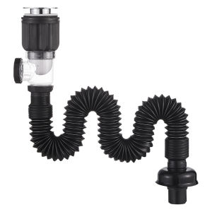 Gbest Thickened ABS Basin Drain Pipe Flexible Drain Hose Sewer Pipe Plumbing Flexible  Draingae Outlet Pipe For Kitchen Bathroom Vanity Restroom Draining Sink Deodorant Strainer Extension Drain Hose 水槽塑料下水管