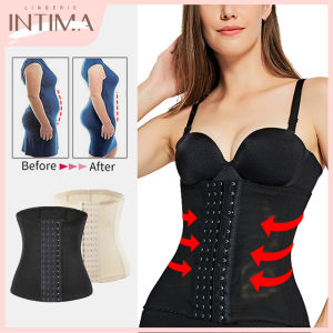 INTIMA Women Body Shapewear Tummy Control Abdomen Belt Slimming Shape Girdle Plus Size XS-3XL Corset with Steel Boned Breathable Postpartum Shape Wear Recovery for Weight Loss Waist Trainer Body Shaper