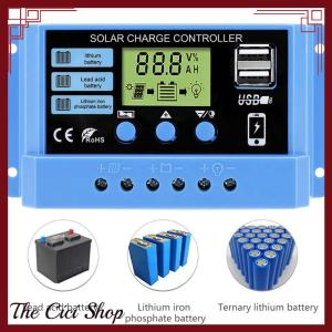 [The Cici Shop] 30A 20A 10A Solar Charge Controller 12V 24V Auto Solar Panel PV LCD Controller For Lead-Acid Battery Lithium Battery Dual USB