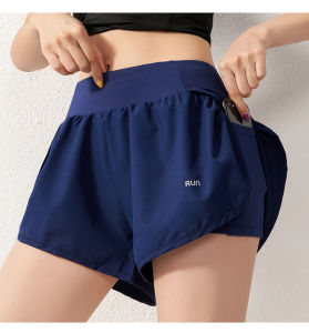 SUPERFLOWER wanita pinggang tinggi Athletic Running Shorts Double Layer dengan Pocket Inner kasual tenis sukan Yoga seluar pendek