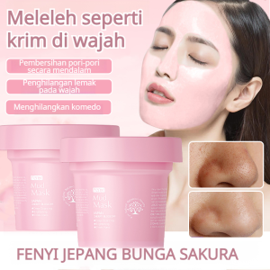 Masker Pembersih Sakura Oleskan masker pada pori-pori yang bersih Mencerahkan kulit Masker lumpur pengontrol minyak yang lembut