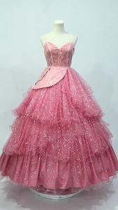 Wicked Glinda Dress for Adults Pink Glinda Cosplay Costume Dress Halloween Dance Party Show for Women Role-Playing Party Outfit