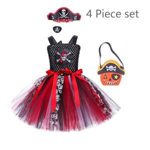 Uniqkids  Kids Girl 4 pcs set Halloween Costume Tutu Mesh Dress Cosplay Costume Party Outfit for Kids Girl