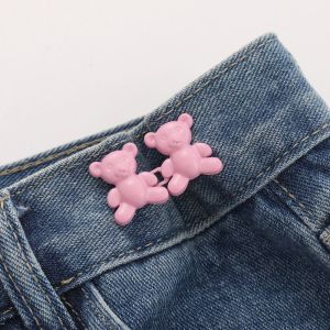 JPTD Waist Buckle Bear Pants Button Tightener Button Clasps Colorful Jean Fit Tighten Buckles Trendy Gold Jean Buttons for Loose Jeans