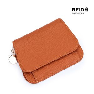 Royal Bagger Japanese Style Zipper Coin Purse for Women Genuine Cow Leather RFID Short Wallet Fashion Card Holder 2218