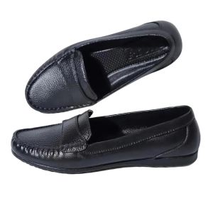 New Womens Flat Black Shoes Stylish Student Black Rubber Non-Slip Comfortable Slip-On Breathable Sole Classic Casual School Footwear Ideal for Various Occasions 075523