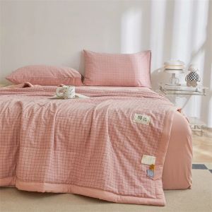 2025 Korean Style 100% Cotton Quilted Summer Quilt Pure Cotton Filling Lightweight Blanket Luxury Washable Thin Comforter Duvet