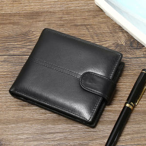 AE European and American mens genuine leather wallet RFID Anti-theft anti-magnetic short fashionable coin purse wallet factory