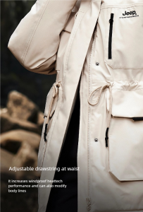 Jeep Down Jacket Womens Graphene Integrated Windproof Warm Waterproof Waist Jacket Thickened Medium to Long