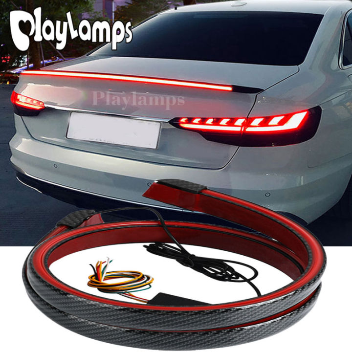 Carbon Fiber Led Spoiler Lights Universal Auto Driving Brake Turn Signal Rear Tail Lights Car Rear Spoiler 12V Spoiler Lip Kit Fiber Car Trunk Driving Lamp Brake Light Strip Lazada PH