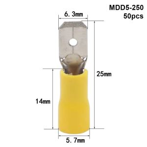 WCYC 50Pcs 2.8/4.8/6.3mm Wire Connectors Insulated FDD/MDD1.25/2/5.5 Electrical Crimp Terminal Durable Female/Male Quick Disconnects