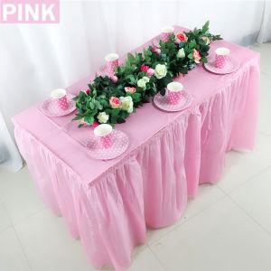 Muti-Color Table Skirt forTablesWrinkle Resistant Pleated Ruffle Table Cloth for Birthday Party Banquet Wedding Baby Showe