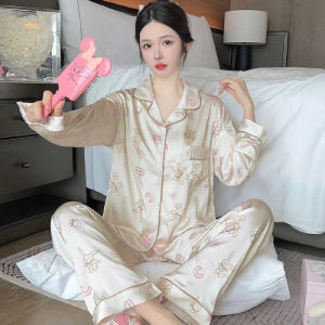 Korean Kawaii Cute Cartoon Little Rabbit Womens Pajamas Sweet Lady Y2k Print Fashion Sleepwear 2026 Autumn Winter New Nightwear