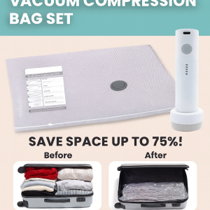 Vacuum Storage Bags Set Electric Pump Travel Compression Bags For Clothes Airtight Seal Space Saving Storage Organizer With Handheld Pump