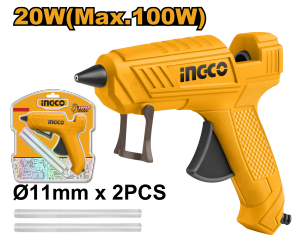 INGCO ปืนยิงกาวไฟฟ้า 100W รุ่น GG148 | ปืนยิงกาวไฟฟ้า 16W (100W) รุ่น GG708 แถมฟรี กาวแท่ง 2 อัน ในแพ็ค
