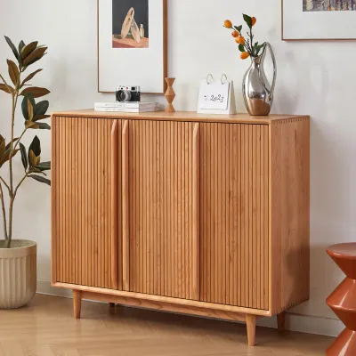 Nordic cherry wood solid wood shoe cabinet Simple Japanese black walnut household entrance porch storage multi-layer storage cabinet