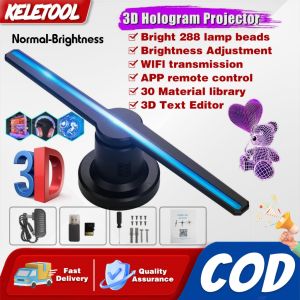 Hologram fan 3D Holographic Display 356 LED WiFi remote controller LED Projector Advertising Display Spinning Fan Kit 1.8M telescopic bracket