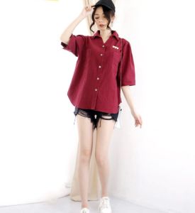 QWFASHION1-LA 391-BAJU ATASAN WANITA CROP TERBARU-ATASAN WANITA LENGAN PENDEK-KEMEJA WANITA KEKINIAN