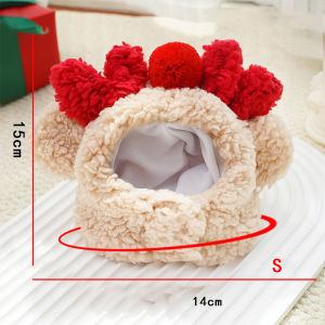 Christmas Pet Santa Hat Costume Set Cute Cat Dog Antler Headdress with Drool Towel Outfit