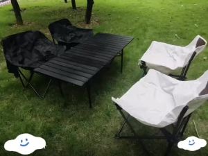 Outdoor Camping Folding Moon Chair and Table 2-6 People Set Suit for Hiking Beach Picnic &Travel