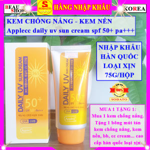 Kem chống nắng kem nền cực kỳ hiệu quả Beau Shop hàn quốc kem chống nắng nâng tone kiềm dầu kcn applecc daily uv sun cream spf 50 màu vàng chính hãng
