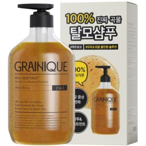 Grainique Real Brewer’s Yeast Hair Loss Shampoo & Treatment 770ml | 2-in-1 Hypoallergenic Korean Hair Loss Solution | Deep Scalp Cleansing Strengthening & Nourishing with Real Malt & Beer Yeast