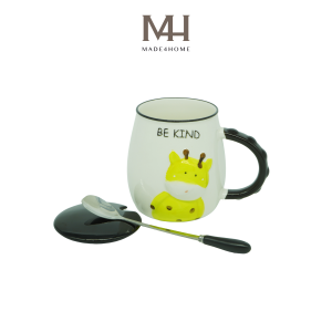 Ly sứ cao cấp họa tiết con bò kèm thìa Made4Home size 300ml