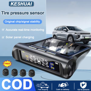 Car Tire Monitoring Pressure System TPMS Car Tyre Pressure Alarm Solar Power Charge Digital LCD Display Auto Security Alarm Systems + 4 External Sensors