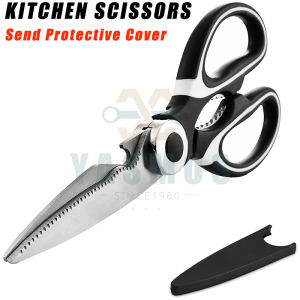 Yasmos Kitchen Shears Stainless Steel Heavy Duty Tool with Protective Cover for Poultry Fish Vegetables Herbs Bones