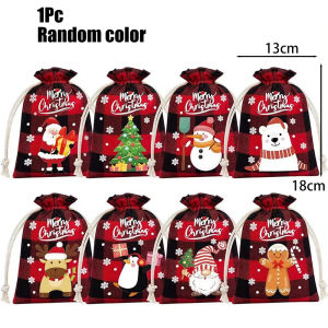 【Swan Home】1/4pcs Christmas Burlap Drawstring Bags Candy Biscuits Jewelry Gift Pouchs Wrapping Xmas Kids Favors Storage Bags Wholesale