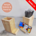 Booth Portable Gerobak Stand Meja Lipat Jualan Event Desk Full Kayu Display Sayap Bongkar Pasang. 