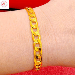 XT đồ trang sức Hàn Quốc 24K Vòng tay hình học rỗng nam nữ 916 mạ vàng gốc