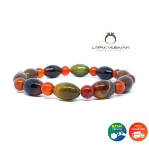 GELANG PRIA WANITA BATU AKIK EDONG PANCA WARNA NATURAL